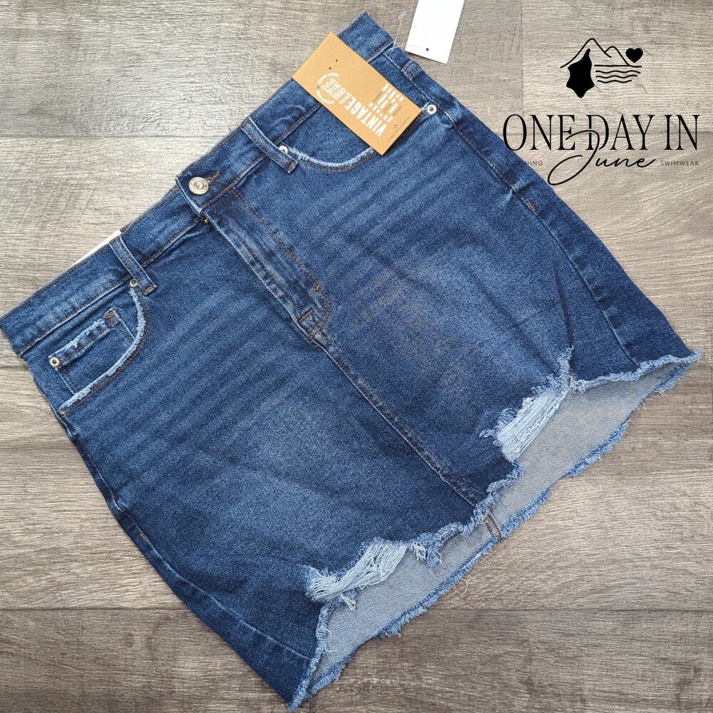 Kensie Jeans Vintage Luxe Denim Skirt Size 8
